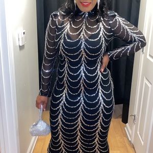 A long mermaid shape sequins dress